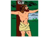Jesus on the cross with `I N R I`